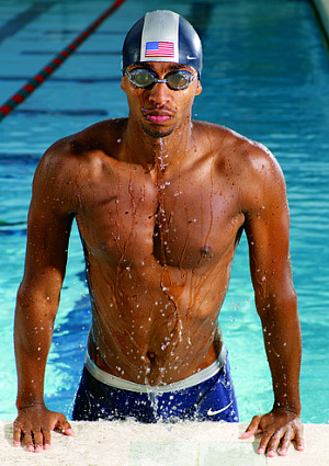 Cullen Jones... I want to be a water droplet right now
