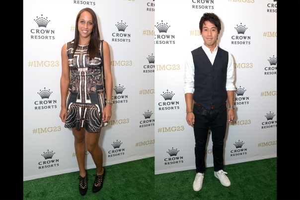 I can't even with Madison Keys. She can barely hold it together on the tennis court and looking like a fish out of water at this party. Kei looks like a 12-year-old boy in this outfit. He can do better